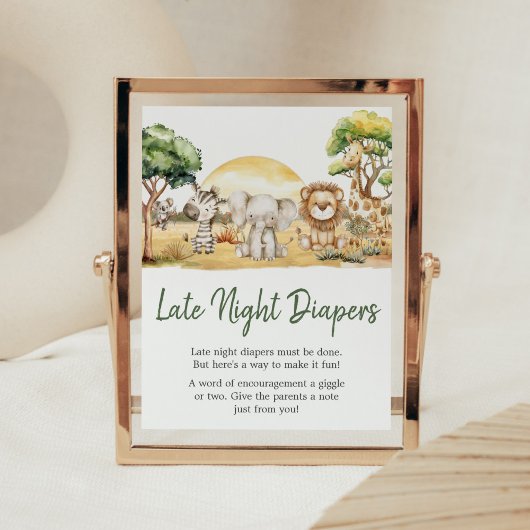 Jongen Oerwoud Safari Dieren Late Night Luiers Poster