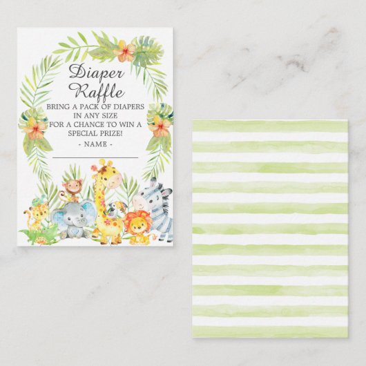 Jongen Oerwouden Baby shower luierspoeling Informatiekaartje (Voorkant / Achterkant)