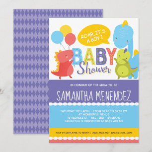 Jongen of Girl Dinosaur Baby shower Invitation Kaart