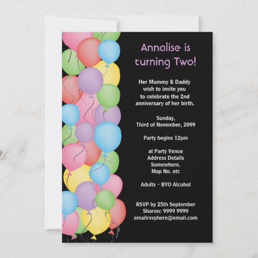 Jongen of meisje 2e verjaardag Aangepaste uitnodig Kaart (Achterkant)