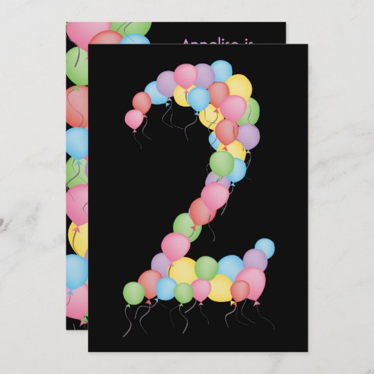 Jongen of meisje 2e verjaardag Aangepaste uitnodig Kaart (Voorkant / Achterkant)