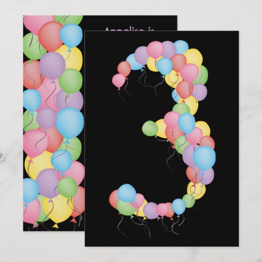 Jongen of Meisje 3e Verjaardagspartij Douane uitno Kaart (Voorkant / Achterkant)