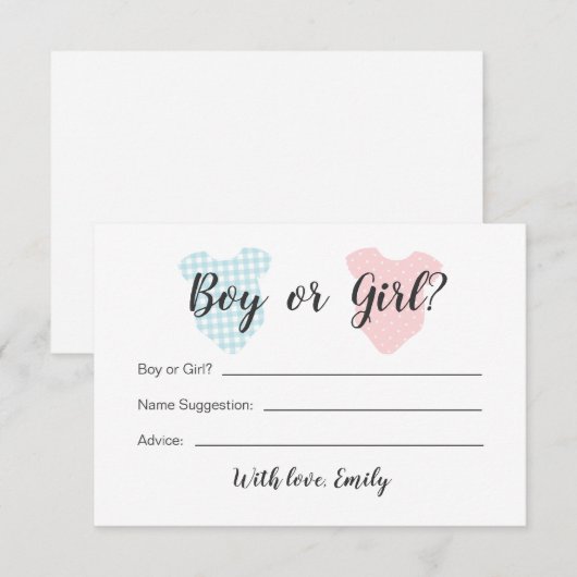 Jongen of meisje Baby gender openbaren Kaart Notitiekaartje (Voorkant / Achterkant)