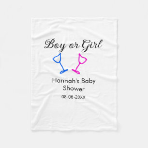 Jongen of meisje baby shower roze blauw glas naam  fleece deken