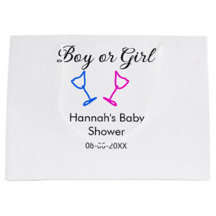 Jongen of meisje baby shower roze blauw glas naam groot cadeauzakje