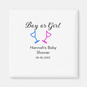 Jongen of meisje baby shower roze blauw glas naam magneet