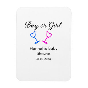 Jongen of meisje baby shower roze blauw glas naam magneet