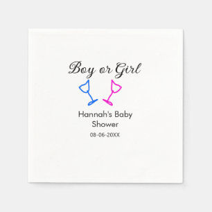Jongen of meisje baby shower roze blauw glas naam  servet