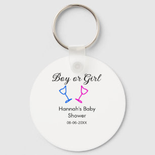 Jongen of meisje baby shower roze blauw glas naam  sleutelhanger