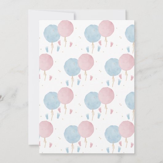 Jongen of Meisje Ballonnen Gender Reveal Party Kaart (Achterkant)