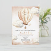 Jongen of Meisje Beige Hete Luchtballon Geslacht O Kaart (Staand voorkant)