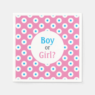 Jongen of meisje? Blauw op Roze Polka-Dot Geslacht Servet