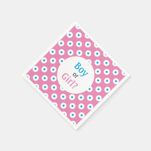 Jongen of meisje? Blauw op Roze Polka-Dot Geslacht Servet (Hoek)
