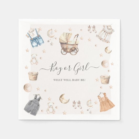 Jongen of Meisje Boho Kwekerij Baby Wieg Geslacht  Servet (Voorkant)