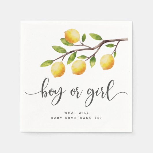 Jongen of Meisje Citroen Citrus Geslacht Onthullen Servet (Voorkant)