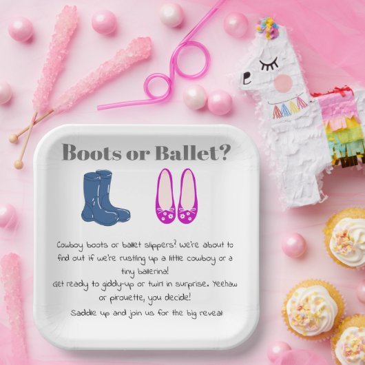 Jongen of Meisje Cowboy Laarzen Balet Geslacht Ont Papieren Bordje (Feest)