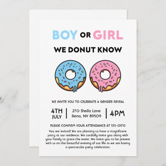 Jongen of meisje dat we niet kennen Genderonthulli Kaart (Voorkant / Achterkant)