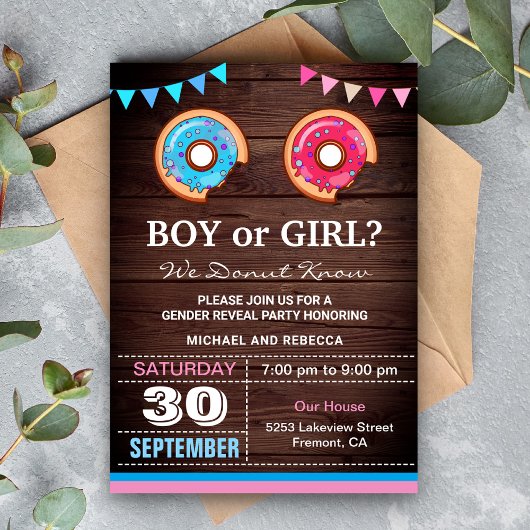 Jongen of meisje Donut Gender Reopenbaart feest Kaart