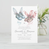 Jongen of Meisje Elegant Schoeisel Gender Reveal P Kaart (Staand voorkant)