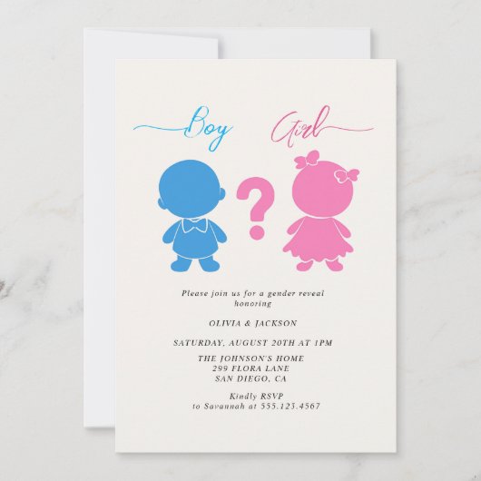 Jongen of meisje figuren Gender Reveal Party Kaart (Voorkant)