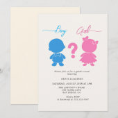 Jongen of meisje figuren Gender Reveal Party Kaart (Voorkant / Achterkant)