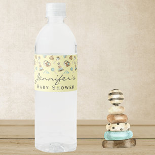 Jongen of Meisje Geel Leuk Baby shower Waterfles Etiket
