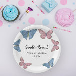 Jongen of meisje. Genderonthulling Papieren Bordje<br><div class="desc">Jongen of Meisje. Waterverf Pink and Blue Butterflies genderreveal chart. Overeenkomende objecten beschikbaar.</div>