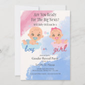 Jongen of meisje geslacht onthullen baby shower ui kaart (Voorkant)