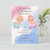 Jongen of meisje geslacht onthullen baby shower ui kaart (Staand voorkant)