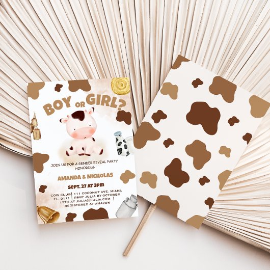 Jongen of Meisje Geslacht Onthullen Koe Boho Rusti Kaart