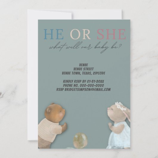 Jongen of meisje Geslacht onthullen partij Kaart (Achterkant)