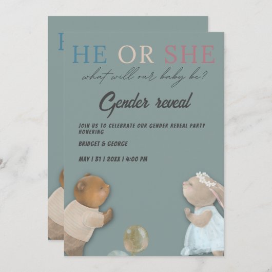 Jongen of meisje Geslacht onthullen partij Kaart (Voorkant / Achterkant)