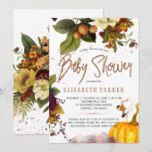 Jongen of meisje herfst herfst roestig bloemig bab kaart (Voorkant / Achterkant)