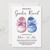 Jongen of meisje Hij of zij Blauw Roze Schoen Gesl Kaart (Voorkant)