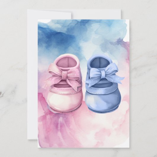 Jongen of meisje Hij of zij Blauw Roze Schoen Gesl Kaart (Achterkant)