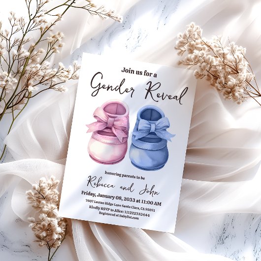 Jongen of meisje Hij of zij Blauw Roze Schoen Gesl Kaart