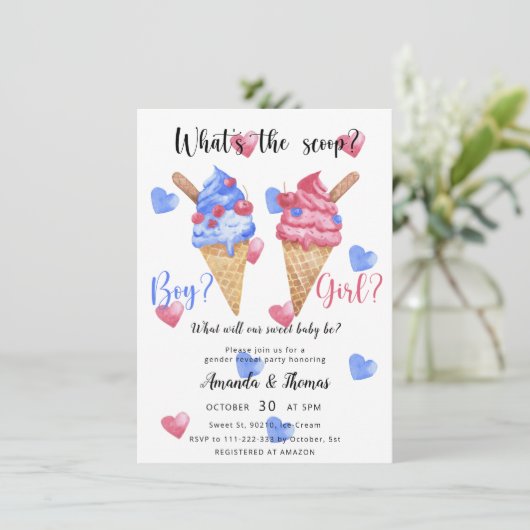 Jongen of meisje - Ice Cream - gender reveal party Kaart (Staand voorkant)