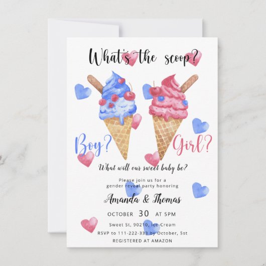 Jongen of meisje - Ice Cream - gender reveal party Kaart (Voorkant)