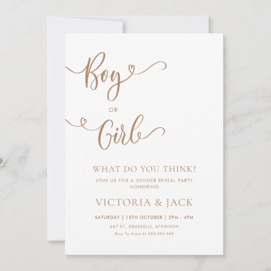 Jongen of meisje minimalistische beige gender reve kaart (Voorkant)