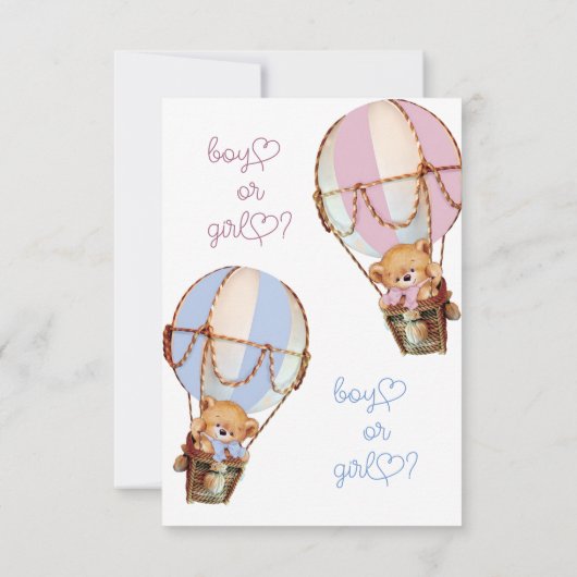 Jongen of meisje roze blauw beer Geslacht onthulle Kaart (Achterkant)