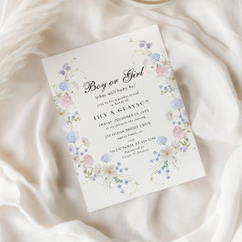 Jongen of Meisje Roze & Blauw Wildflower Geslacht  Kaart