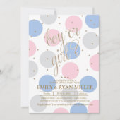 Jongen of Meisje? Roze en blauwe Baby Kaart (Voorkant)