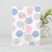 Jongen of Meisje? Roze en blauwe Baby Kaart (Staand voorkant)