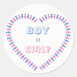 Jongen of Meisje? Roze en blauwe Baby onthullen Ronde Sticker