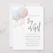 Jongen of Meisje Roze en Blauwe Ballon Geslacht On Kaart (Voorkant)