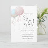 Jongen of Meisje Roze en Blauwe Ballon Geslacht On Kaart (Staand voorkant)