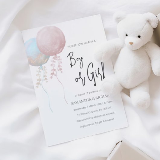 Jongen of Meisje Roze en Blauwe Ballon Geslacht On Kaart