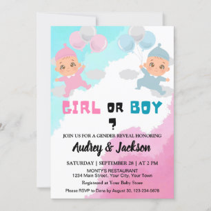 Jongen of meisje Schattige gender reveal Baby show Kaart