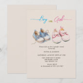 Jongen of Meisje sneakers Beige Gender Reveal Part Kaart (Voorkant / Achterkant)