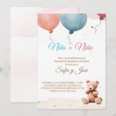 Jongen of Meisje Spaans Geslacht Onthullen Uitnodi Kaart (Voorkant / Achterkant)